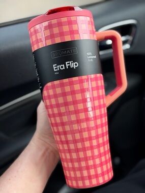Brumate Peach Gingham 40OZ ERA FLIP TUMBLER NEW
